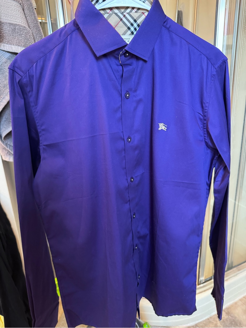 Burberry Men’s Deep Purple Long-Sleeve Dress Shirt